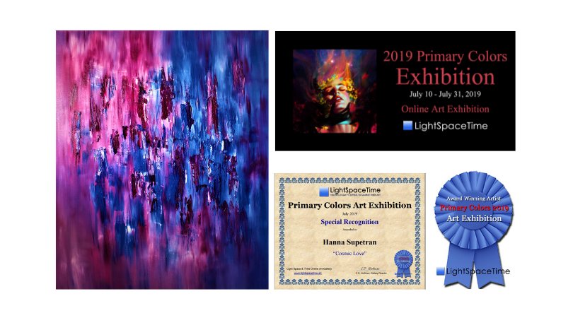 Yes, COSMIC LOVE  made it too to the Primary Colors 2019 International Art Exhibition out of 741 entries from 24 countries and received a Special Honorable Award.💖 Thank you🙏💖 
#artofhanna #artworkbyhanna #artworld #arts #artist #abstractart #artcollector #artists