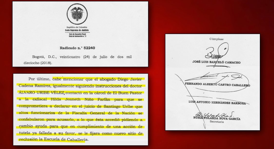 DCoronell's tweet image. El 24 de julio de 2018, hoy hace un año, la ⁦@CorteSupremaJ⁩ decidió llamar a indagatoria a ⁦@AlvaroUribeVel⁩. Sin embargo aún no le fijan #FechaYHora.