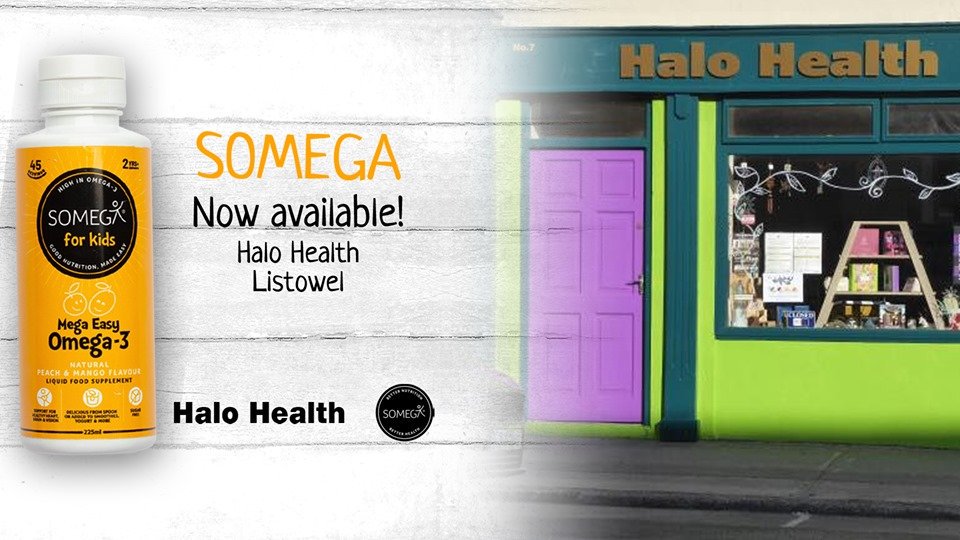 🌟 New Stockist 🌟

Good news - SOMEGA is now stocked in the fantastic Halo Health food store in Listowel, Co. Kerry 🙌

For a nutritious, delicious omega-3 fish oil supplement for your family, just pop into Elaine. You'll be glad you did!