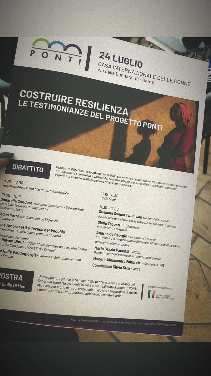 Progetto Ponti dell’<a href="/ArcsCultSol/">ARCS Culture Solidali</a> - Inclusione sociale ed economica, giovani e donne, innovazioni e diaspore! 
Oggi siamo qui per parlare del ruolo delle diaspore nella cooperazione allo sviluppo. 
<a href="/aics_it/">AICS Cooperazione_it</a> @Agenzia_Dire <a href="/FforAfrica/">FondazioniforAfrica</a> @stu_svi