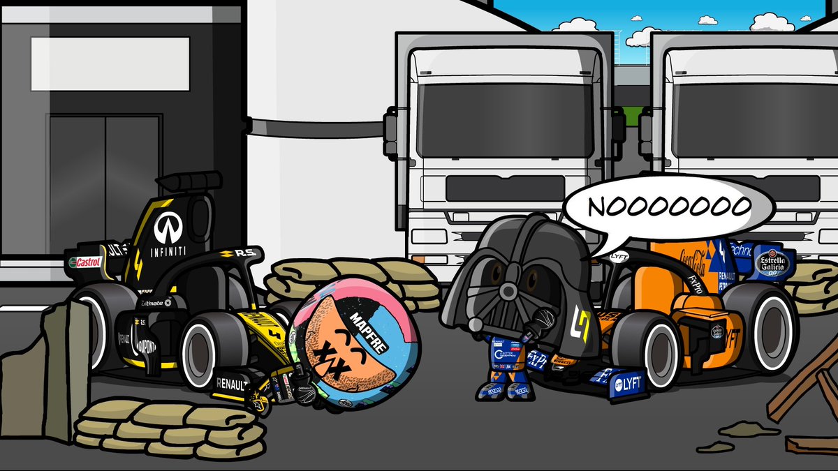 MiniWarBot's tweet image. Daniel Ricciardo has been defeated by Lando Norris. Norris steals Ricciardo&apos;s car. 

Daniel Ricciardo ha sido derrotado por Lando Norris. Norris le roba el monoplaza a Ricciardo.

#MiniWarBot