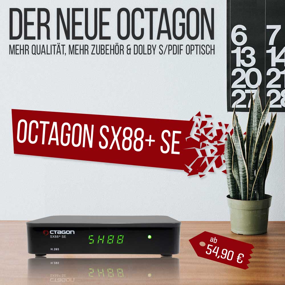 SatKing_de's tweet photo. 💡 Unser Tipp der Woche 💡
Der neue #Receiver aus dem Hause #Octagon: der SX88+ SE. Der Nachfolger des SX88+ CA kommt in einem hochwertigeren Design daher, einer verbesserten Fernbedienung, mehr Zubehör und bietet Dolby S/PDIF optisch statt Koaxial.
▶️ https://t.co/S3n10QkDHJ https://t.co/lzyozZb9hv