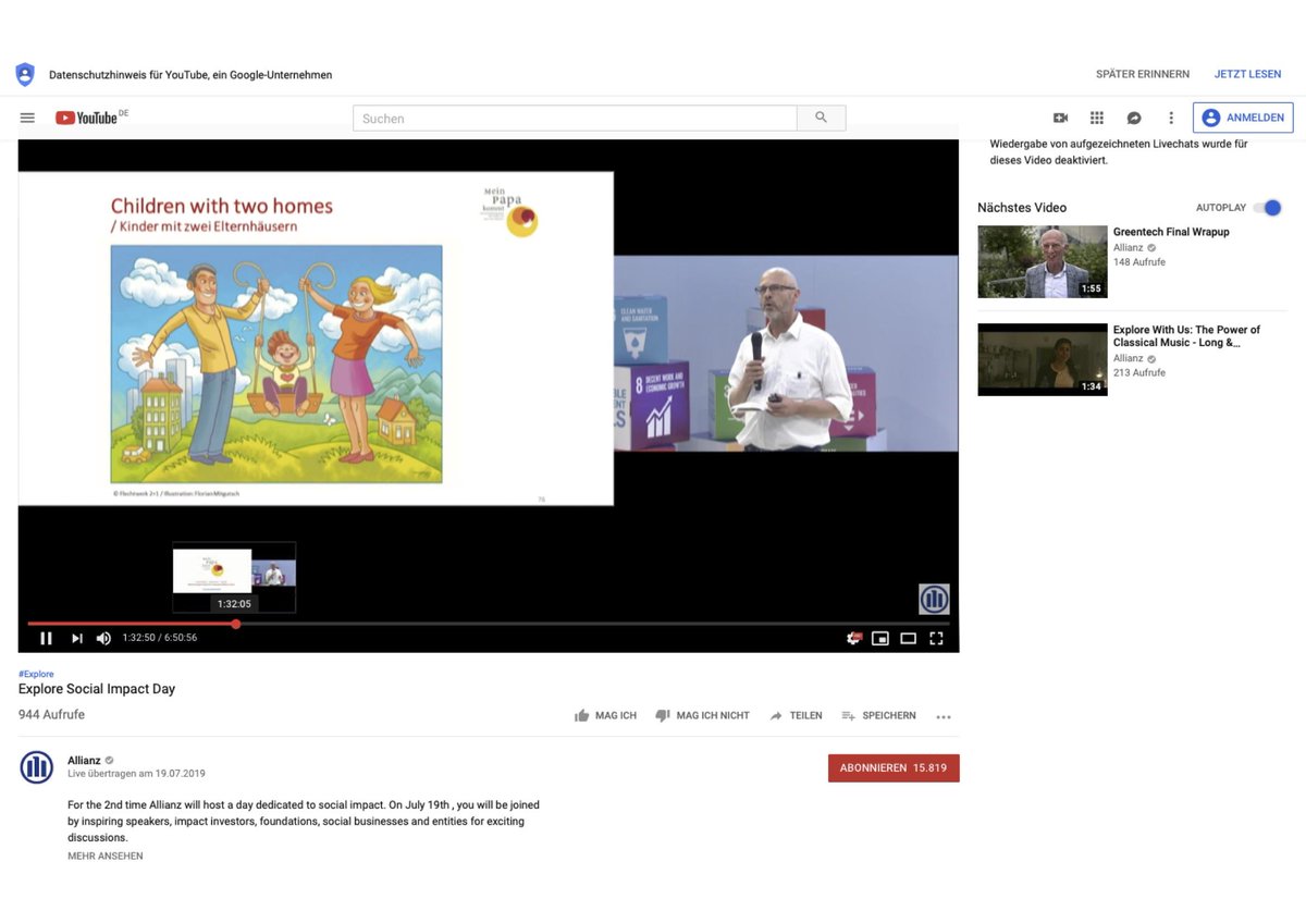 Wir von Mein Papa kommt haben vergangenen Freitag beim #ExploreSocialImpactDay von der Allianz über die soziale Wirkung unseres Besuchsprogramms gesprochen. Schaut rein ab 1 h 32 min:
lnkd.in/dgMYGtQ