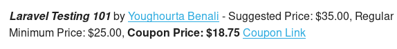 djug's tweet image. My ebook &quot;Laravel Testing 101&quot; is part of @Leanpub&apos;s monthly sale. Use this coupon link bit.ly/2Z83cNf to get the discount.

#LaravelTesting101