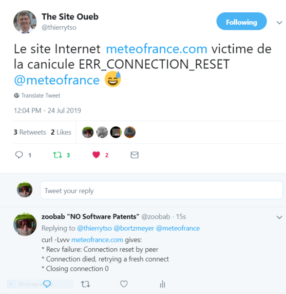 zoobab's tweet photo. Quand MeteoFrance surchauffe... #ClimateChange #canicule https://t.co/3QSFfsEECR