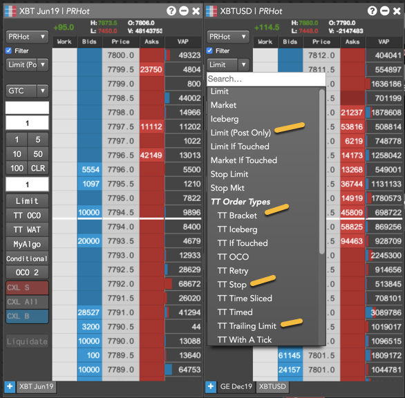 Trading_Tech's tweet photo. The TT platform supports multiple order types for trading cryptocurrencies on #BitMEX, #CoinFLEX, #CoinbasePro and #CME. #TTtips #postonly #trailingstop #trailinglimit #bracket #OCO #Bitcoin https://t.co/gpEvizIEly https://t.co/bxBKfLxuvG