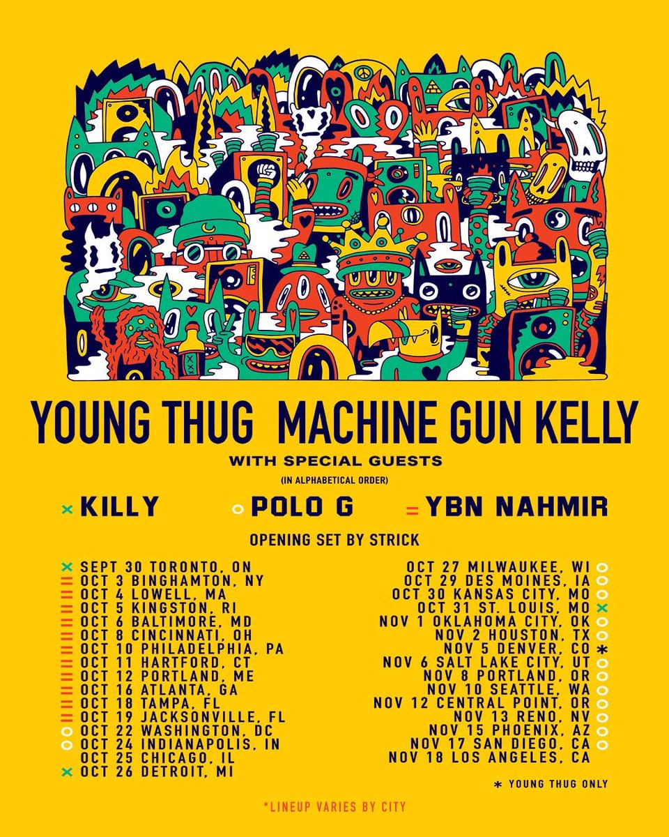holy fuck. going on tour with my Slime twin. 😈+🐍 
YSL + EST. 

presale starts today at 12pm local time using PW: YTMGK2019 machinegunkelly.com/tour