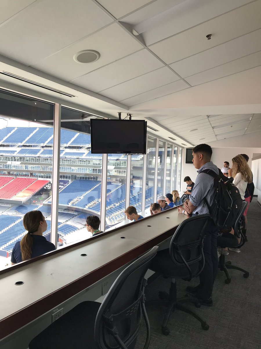 DeanCollege's tweet image. Touring Gillette Stadium and the Patriots Live Radio Studio with students in our #sportsbroadcasting pre-college program. #precollegeprograms #careersinsports