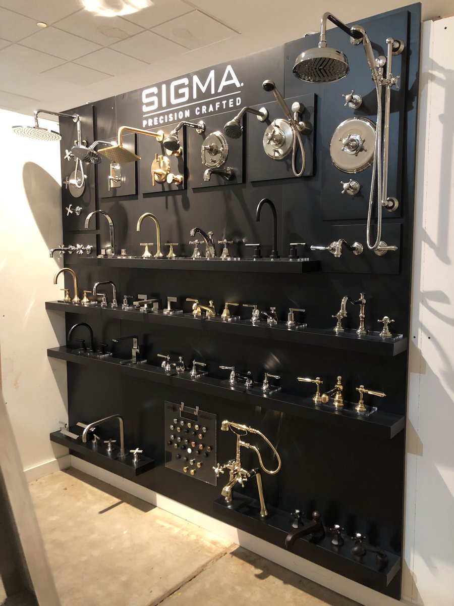 AlphaSalesCo's tweet image. Sigma Designer Faucets newest display at AFNY’s showroom in Glen Cove NY! American manufacturing with faucets and fittings in 30 Designer Finishes