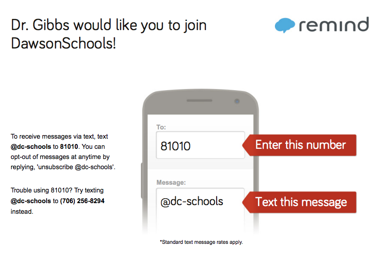 DawsonSchools's tweet photo. To receive important text messages from the district, text @dc-schools to 81010. You can opt-out of messages at anytime by replying, 'unsubscribe @dc-schools'. https://t.co/X0lF3jtRN3