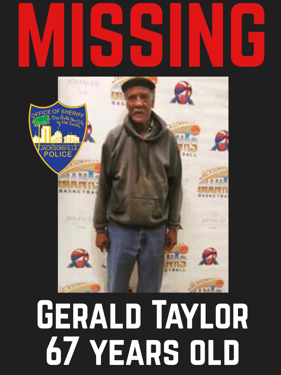 JSOPIO's tweet photo. Missing Man

🔺Gerald Taylor
🔺67-years-old
🔺6’, 150 pounds
🔺Last seen wearing an orange shirt and blue sweatpants with a white stripe down the leg.
🔺Dementia

904-630-0500 or JSOCrimeTips@jaxsheriff.org if you have any info on his whereabouts or have seen him recently. https://t.co/EfCLTaBNmd