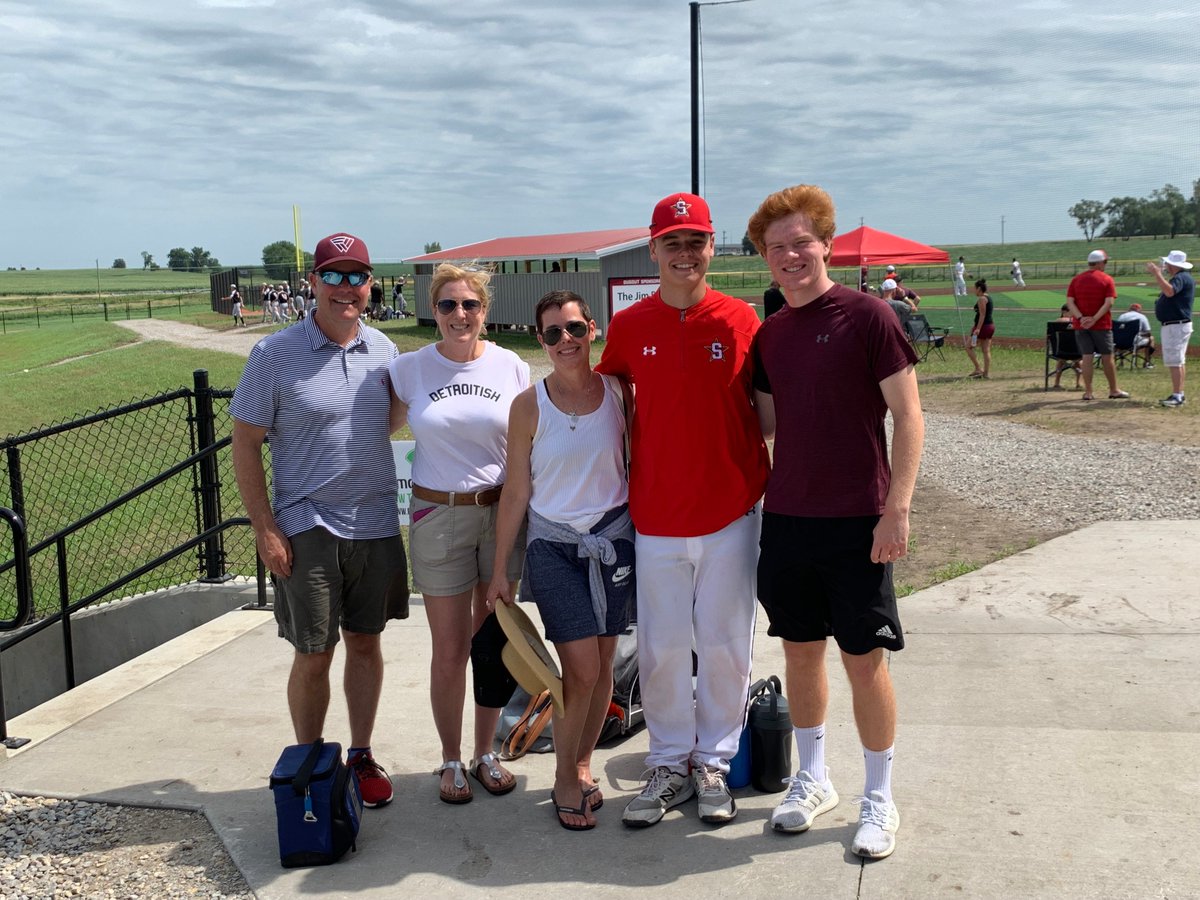 PaulFochtman's tweet photo. FIS "Family" Alumni reunion this summer as teammates, booster presidents, and friends came together at a baseball tournament in a cornfield! Great to see the Cool Kuhls! @FIS_School @FISWarriors https://t.co/rLGKvkoIUv