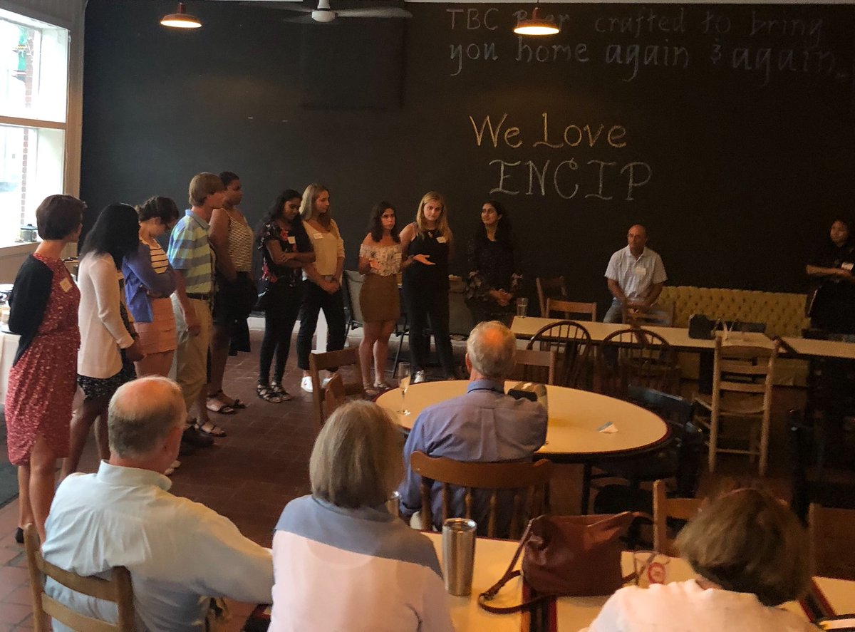 TheENCIP's tweet photo. Despite the heavy rain, we had a strong turnout last night at @TBCBrewing to celebrate the end of yet another incredible summer in #Tarboro. We’re grateful to our board, our supporters, and most of all our wonderful cohort of interns for making this summer the best yet 😍 https://t.co/m35ukgztkh