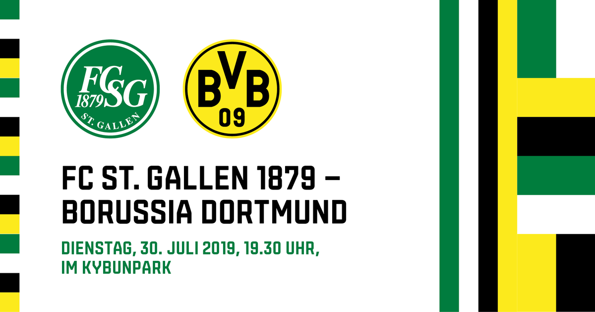 FCSG_1879's tweet photo. 💚⚪ vs. 🖤💛 - am kommenden Dienstag, 30. Juli (19:30 Uhr) trifft unser Team in einem internationalen Testspiel auf @BVB. Sichere dir jetzt dein Tickt für diese Partie gegen die deutsche Spitzenmannschaft: 👉 https://t.co/p04uXtXSZ6 https://t.co/APiNkE8WqW