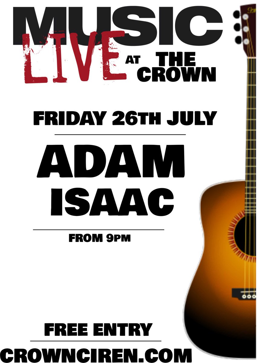 TheCrownCiren's tweet photo. Live music this Friday 
ADAM ISAAC
From 9pm
https://t.co/qAzN3I1hUx https://t.co/qoi2PcxCK7