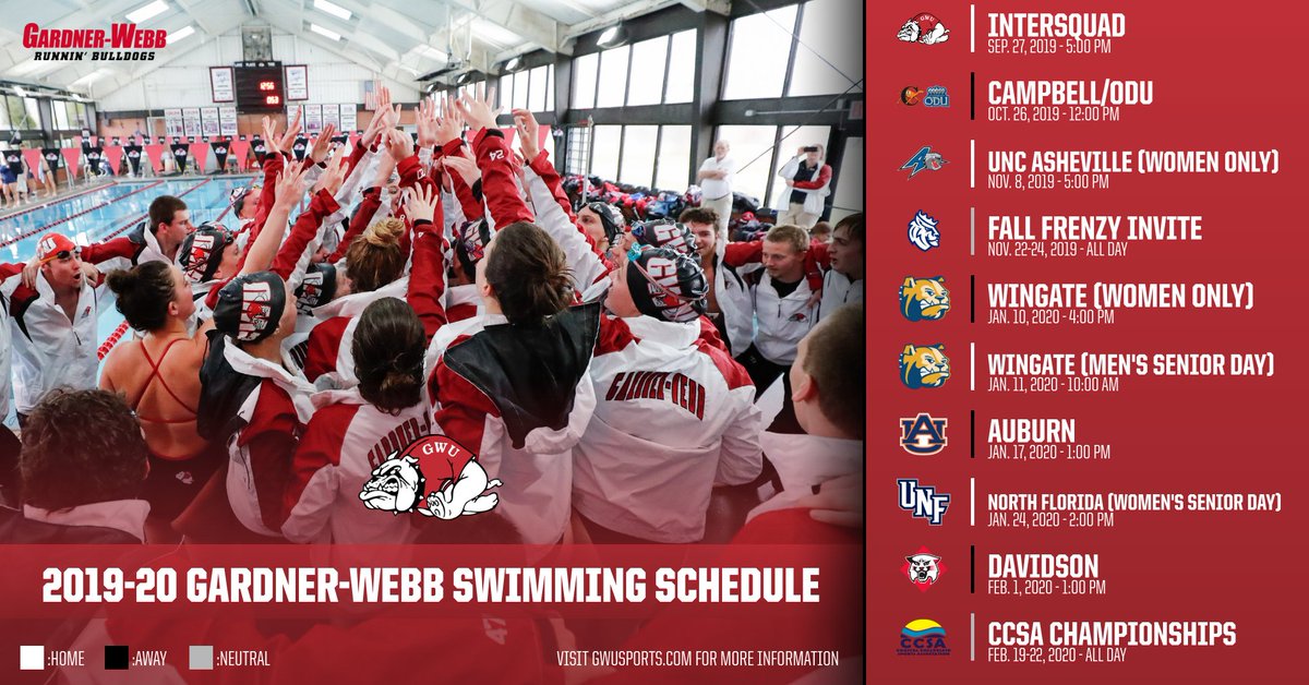 GWUSwimming's tweet photo. Check out the 2019-20 schedule! #RunninBulldogs https://t.co/QDyXo39Vt8