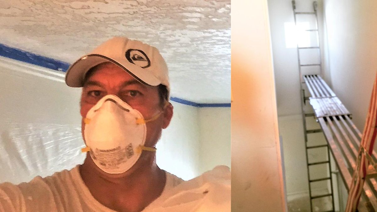 Peckdrywall's tweet photo. In today's video 👉 https://t.co/QgOHZth8yj , I'll show you how to work on a high ceiling over a stairwell while I'm doing, popcorn removal, skip trowel texture and painting. Thanks so much for watching!🙏Paul
#highceilings #popcornremoval #remodeling #drywall #YouTube #youtuber https://t.co/2Esj8QexUx