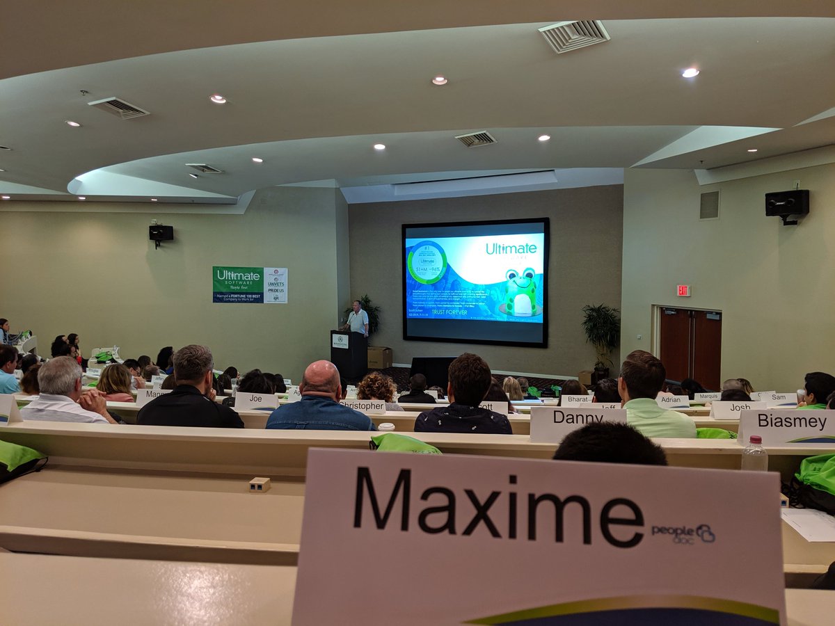 boubetmax's tweet photo. Really happy to be here in Weston, FL for our New Hire Ultimization week. Great talk from Scott Scherr Co-CEO and founder of @UltimateHCM 
#PeopleFirst https://t.co/oArh5CnuF3