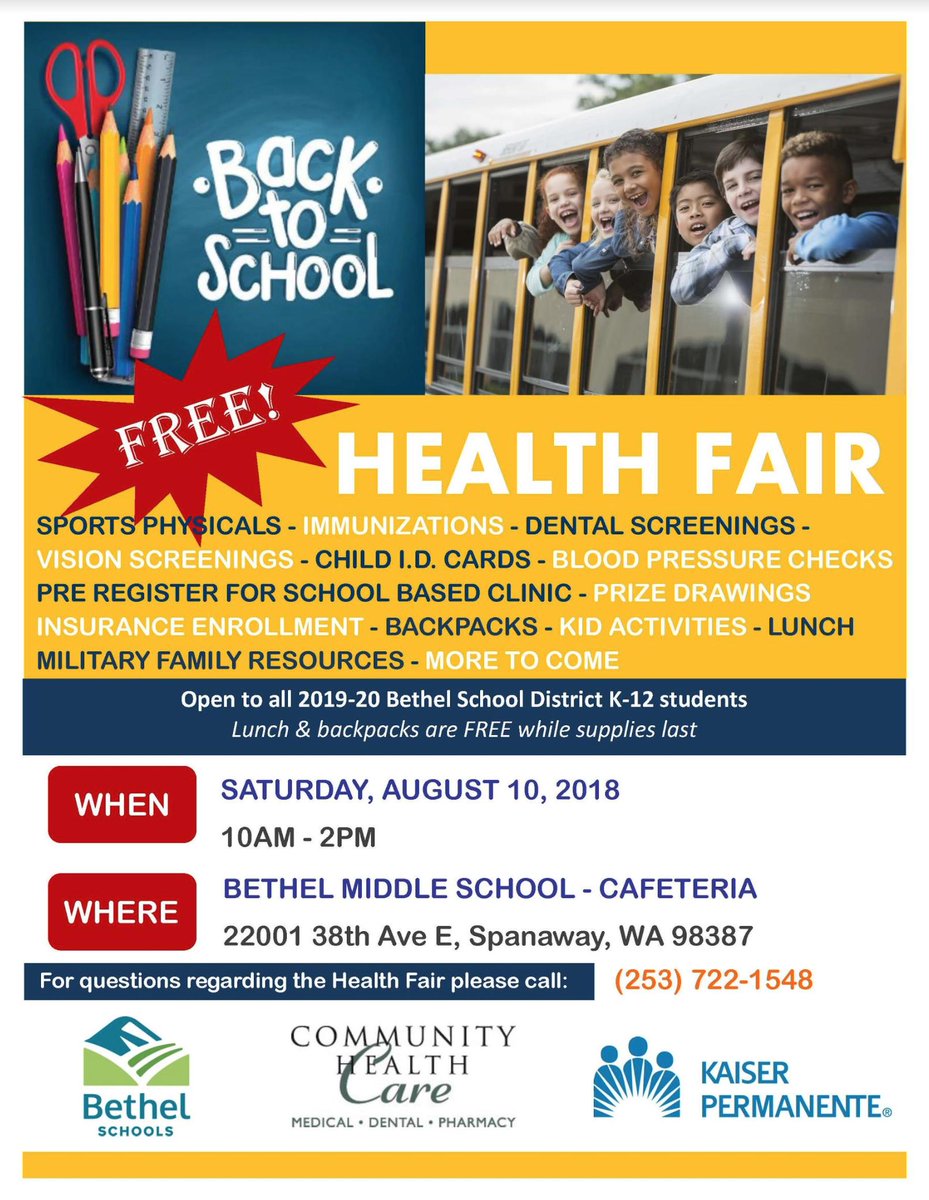 Bethel Middle School is hosting a FREE health fair next month