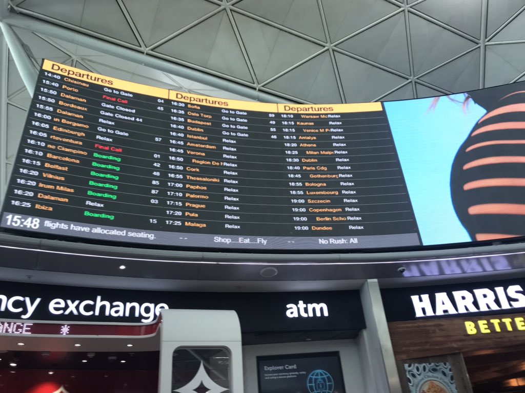 Even the info screen at The airport is like: don’t listen to the stress and anxiety.