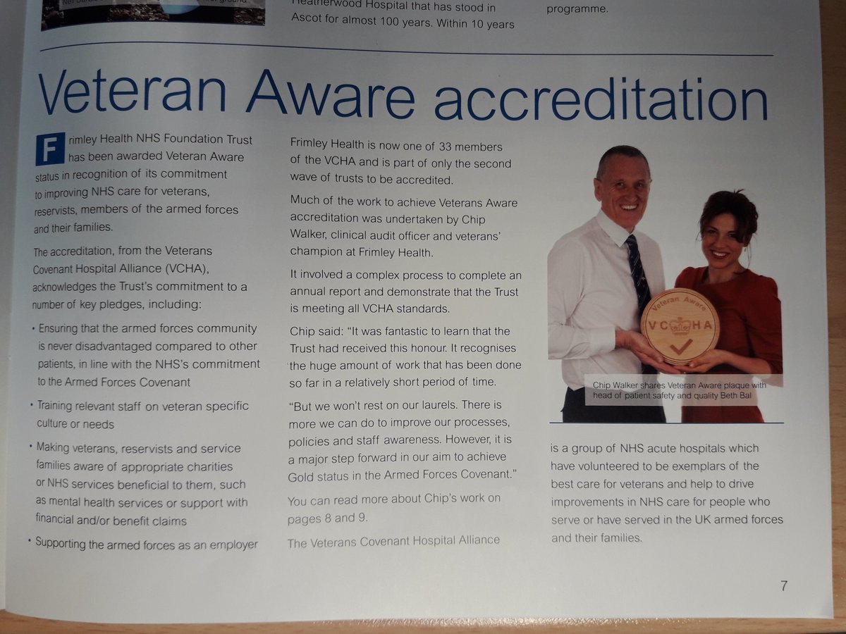 BrynDMWS's tweet photo. Fantastic work going on at Frimley Park, supporting the Armed Forces community. Veteran Aware accreditation achieved! Thank you to everyone involved especially to Chip Walker for successful getting the project off the ground. Contact DMWS welfare on 07730219579 https://t.co/42afOsOwJe