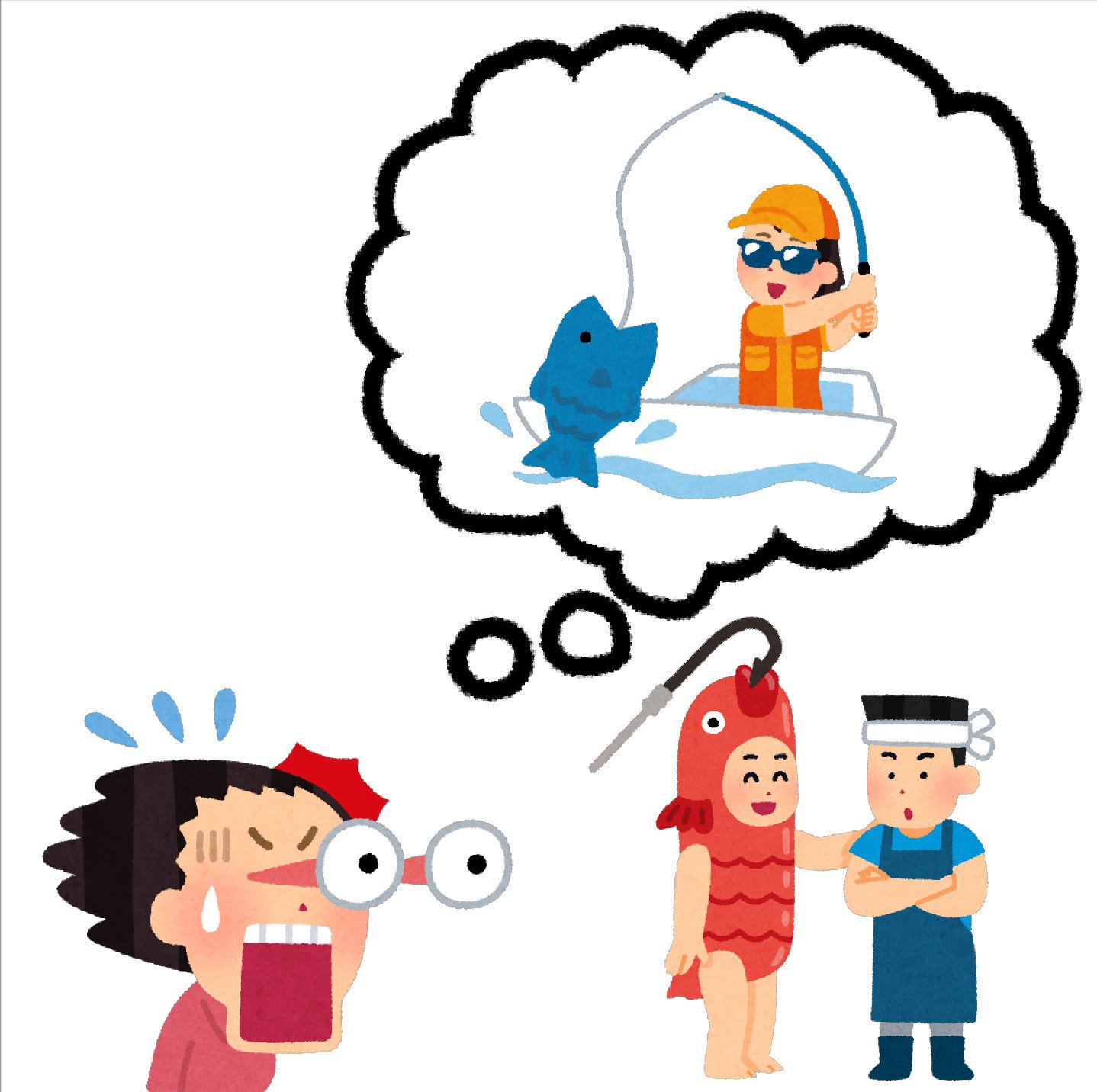 まいチクをいらすとやで再現 Dayukoume 再現難易度 使ったイラスト 5枚 ふきだしのイラスト 海釣りのイラスト 女性 驚いて目が飛び出る人のイラスト 女性 釣り針のイラスト コント師のイラスト まいにちチクショー T Co Nmgpxxreum Twitter