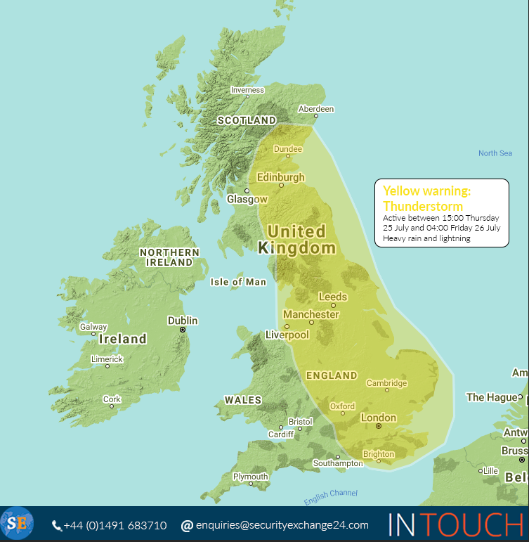 SE_InTouch's tweet photo. Yellow warning issued for thunderstorms across England and Scotland - heavy rain and lightning forecast amid ongoing heatwave #UK #thunderstorm #heatwave https://t.co/ljJkmGBzDI