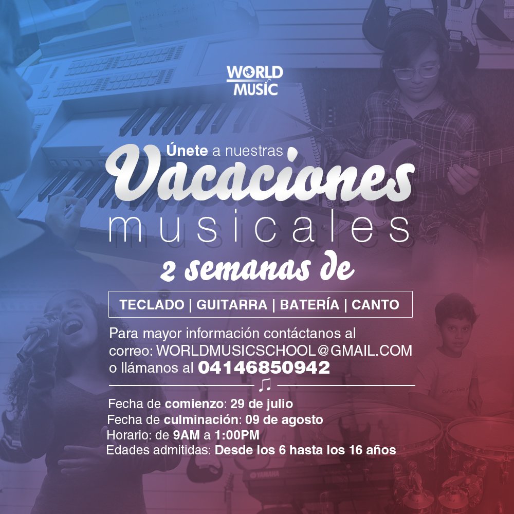En estas vacaciones vive la música en la mejor academia de Maracaibo con profesores certificados por Yamaha. Solo 60 cupos disponibles ¡Llama ahora antes que se agoten!. 
-

#musica #planvacacional #maracaibo #niños #vacaciones