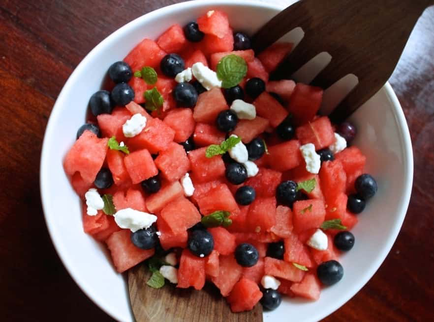 This refreshing blueberry and watermelon salad rec...