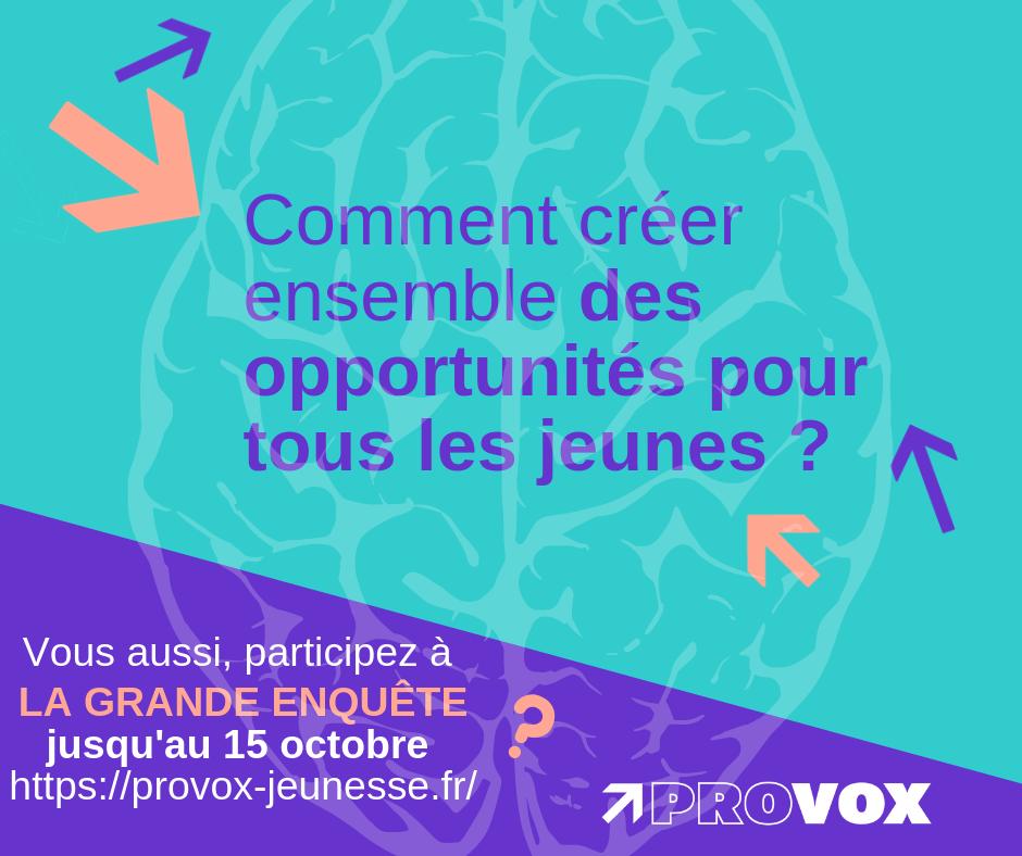 AFS_France's tweet photo. La Grande Enquête @ProvoxJeunesse pour faire bouger les politiques jeunesse, c'est ici  https://t.co/5G8rTiJ48D  !  Si tu as entre 13 et 30 ans, prends la parole sur les questions qui te concernent directement : #Emploi, #Ruralité, #Jeunesse et réponds avant le 15 octobre. https://t.co/mbL1hZYiEJ