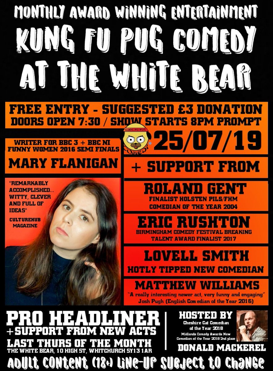 donaldmackerel's tweet photo. Award winning #comedy in #Whitchurch, #Shropshire at The White Bear, Thurs 25/07/19
Free entry with a donation bucket at the end
Please click the link below and share it with anyone that loves comedy
https://t.co/6zu0IqSFIl
#WhitchurchShropshire #StandUp https://t.co/wM97cMqjm6