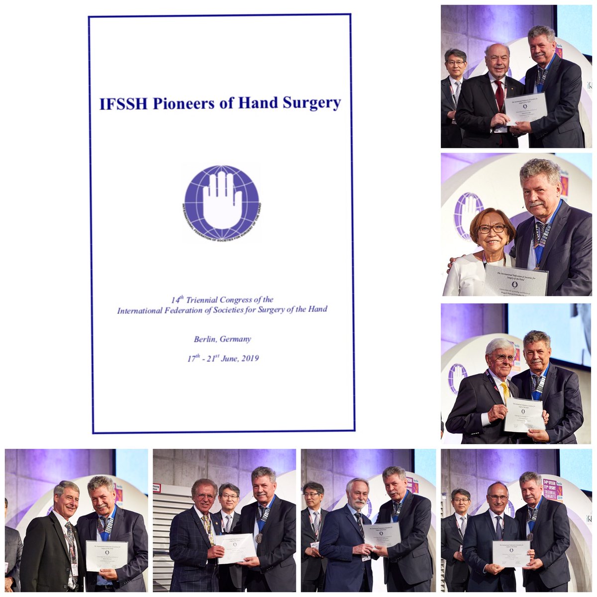 IFSSHand's tweet photo. 37 surgeons from 19 countries were honoured in Berlin @IfsshIfsht2019 for their exceptional contributions to Hand Surgery. Meet the 2019 Pioneers of Hand Surgery and read about their extraordinary careers: https://t.co/Bl8CAkhwbA #HandSurgery #IFSSH2019 https://t.co/8QaHoCEpIY