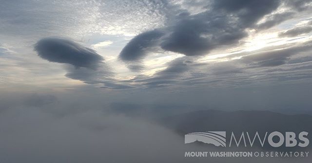 MWObs's tweet photo. When the atmosphere waves, you wave back! Gravity waves being generated by the atmospheric flow over the Presidential Range has resulted in this unique display of clouds this morning.
#lenticular #mountainweather #mountwashington #mwobs #fog #gravitywave… https://t.co/zQu9gHMefs https://t.co/tM3vgSESz1