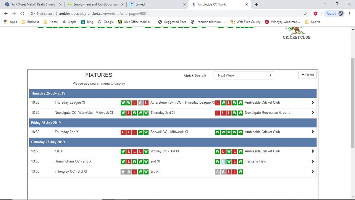 Fixtures for this week including the Fellowship Cup Final that is rearranged from last week to this Friday at the club 1830 start. Weather looking good come along and support.