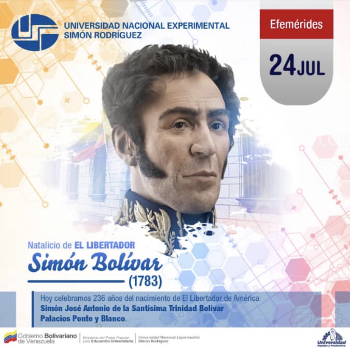 renriqueramos's tweet photo. Natalicio de Nuestro libertador,  Simón Bolívar, UNESR https://t.co/fhS4kngRer