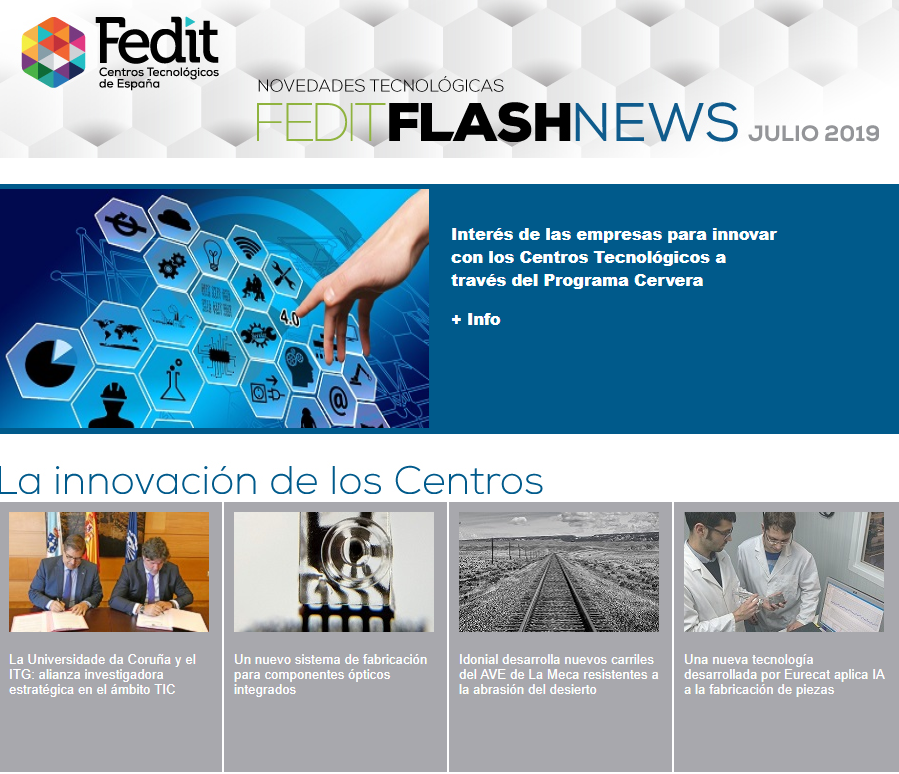 Fedit's tweet photo. Novedades de #Innovación de los #CentrosTecnológicos: disponible el Newsletter #FeditFlashnews https://t.co/UziatAbZkc https://t.co/Hwq2ZNNe7s