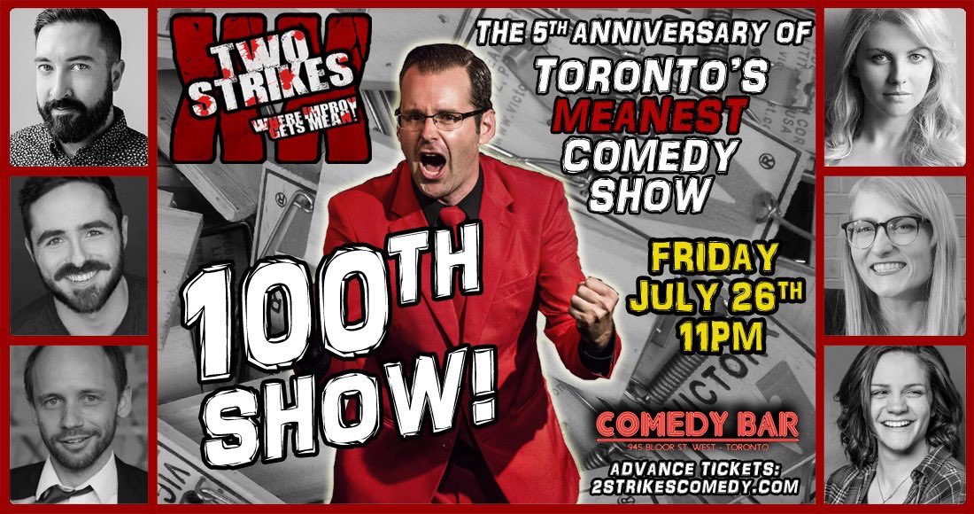 2StrikesComedy's tweet photo. Friday!  5th Anniversary and 100th Show!  Don’tcha Dare Miss It! Tix at https://t.co/YfGXonblDP https://t.co/tu1dWnzNU5