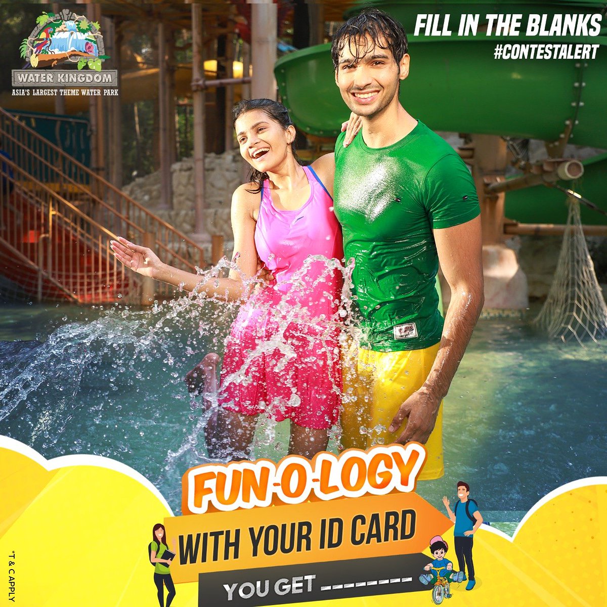 TheWaterKingdom's tweet photo. #ContestAlert 
Fun-O-logy with your id Card you get_________?
Fill in the blanks and stand a chance to win*

Click here to book your tickets: https://t.co/tghjSm6577 (Tickets Booked online is valid for 60 days from the Selected Date of Visit)
T&amp;C apply*

#WaterKingdom #FunOLogy https://t.co/bXIR1BrJbe