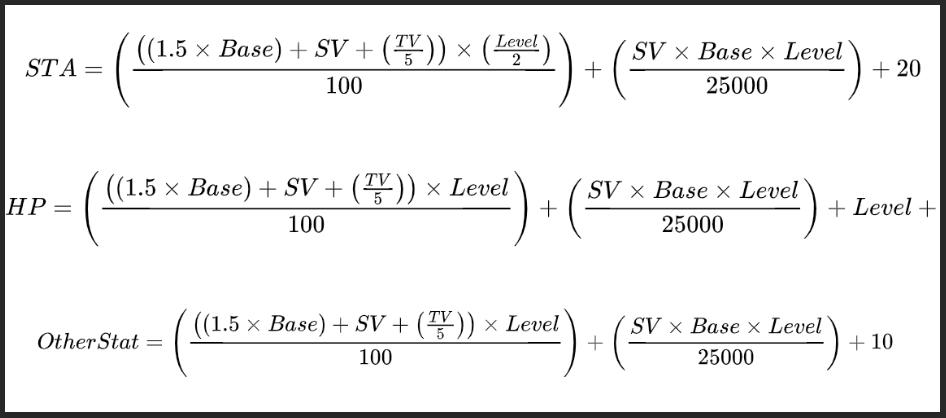 TheTemNet's tweet image. Thanks to YaW on the @PlayTemtem Discord, we now have stat formulas! Can't wait to see what amazing tools the community makes out of this!