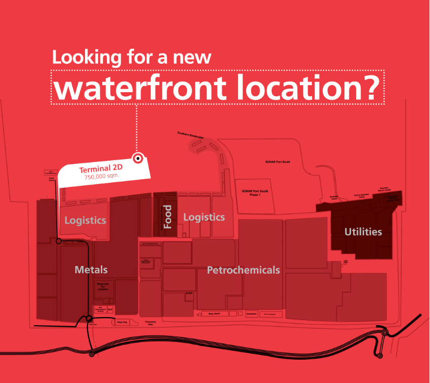 PortandFreezone's tweet photo. With a 100-hectar plot strategically located by the sea, Terminal 2D's waterfront location is perfect for businesses looking to take advantage of the deep water facilities and the accessibility of logistic services surrounding SOHAR.For land leasing, visit:https://t.co/MsKRNrR4IE https://t.co/paX0tMqdDY