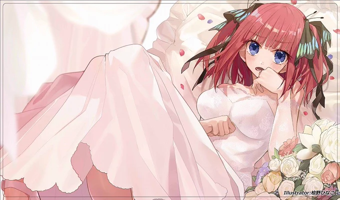 C96新作情報⑦五等分の花嫁より、「二乃」のスリーブとプレイマットになります。イラストは桧野ひなこ様( hino7co) になります! 