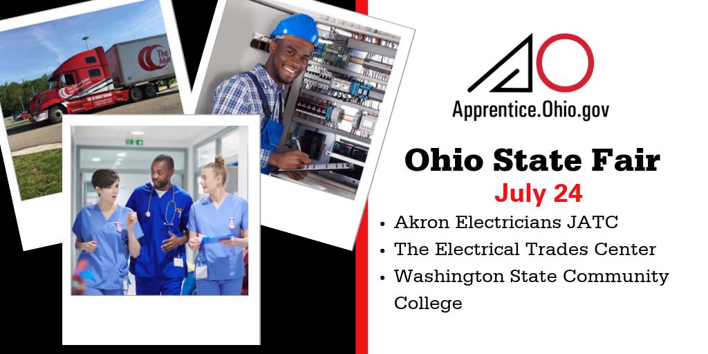 apprenticeohio's tweet photo. Stop by our booth in the Bricker Marketplace at the @OhioStateFair and learn how Registered Apprenticeship can work for you! #ApprenticeshipWorks https://t.co/IriRLoPIWA