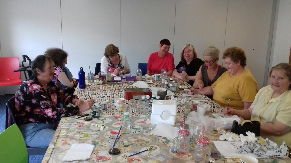 ARD Womens Cirlce busy at work in their Glass Painting class - thanks to @GRETBOfficial for Community Education funding.