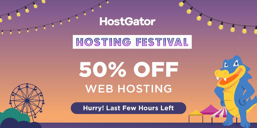 hostgatorindia's tweet image. The hosting festival is coming to an end!
Hurry up and get a 50% off on Web Hosting!
Coupon code: HGFESTIVAL
hostgator.in
#promo #sale #getwebbed