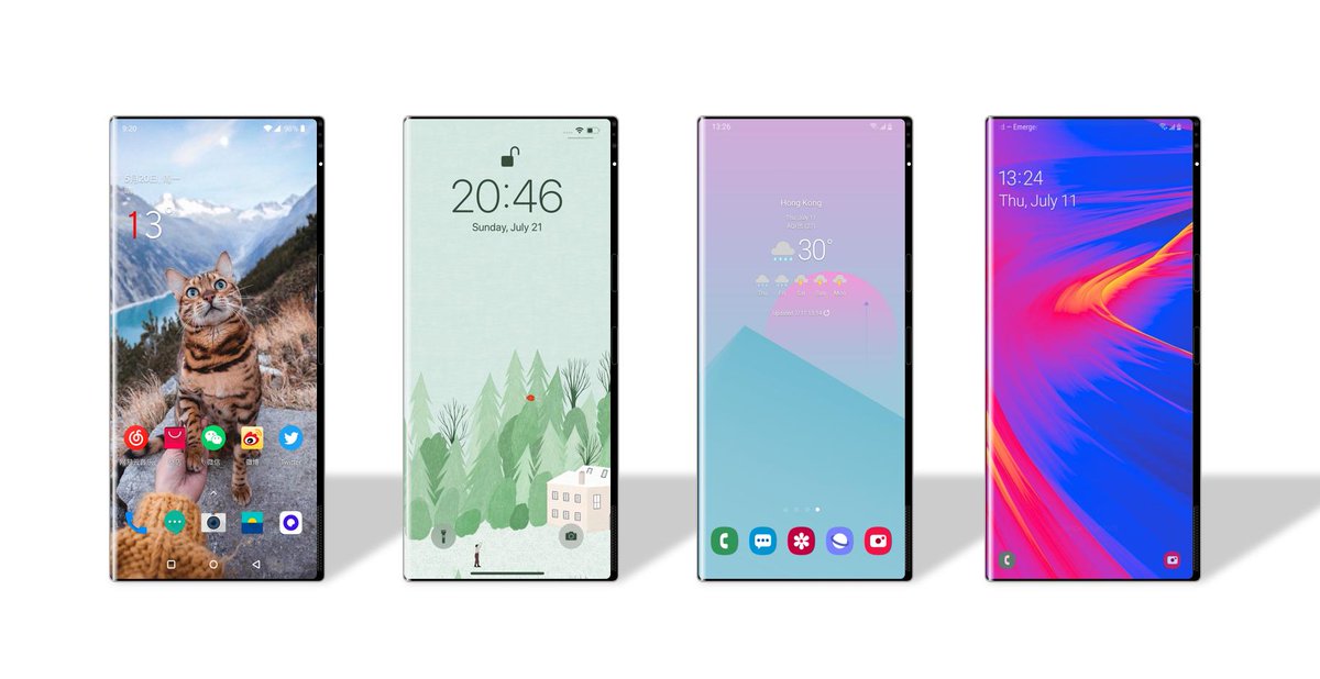 UniverseIce's tweet photo. I invented a new mobile phone design, removing the forehead and chin and adding the black area on the right side. Add the antenna headroom, camera, sensor, and speaker to the black border area on the right. Thus, there is no bezel in the upper, lower, and left directions.😎 https://t.co/gqTku5LkId