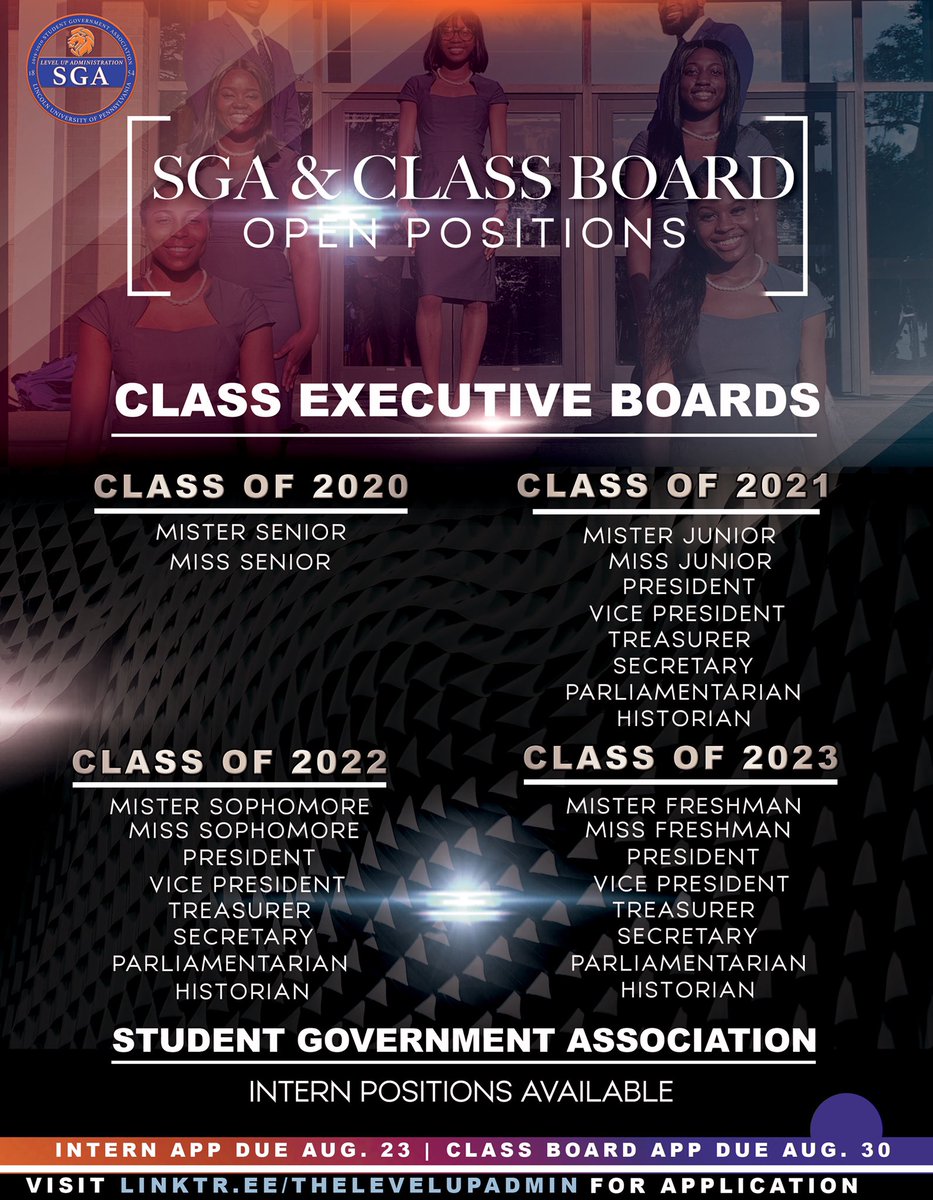 LUPASGA_'s tweet photo. Good morning LU family! Remember that applications for SGA Interns, Classboard and the Student Senate are OPEN. Please click the link here or in our BIO to apply! Here is your chance to get involved. We want to work with YOU! Join the Level Up movement.📶 https://t.co/5kNQXrTwu7 https://t.co/yk1pCWXN29
