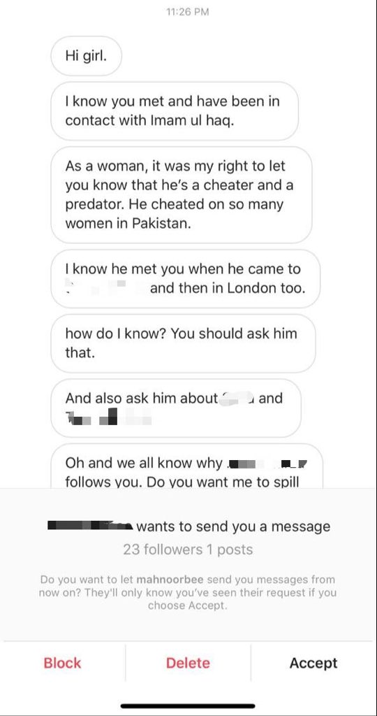 LalaLoyalist's tweet photo. Girl number 4:
We don’t know her identity but she came up to one of the girls on Instagram:
@ImamUlHaq12 @Inzamam08 @TalhaAisham
#MeToo https://t.co/nhp5nDHBsH