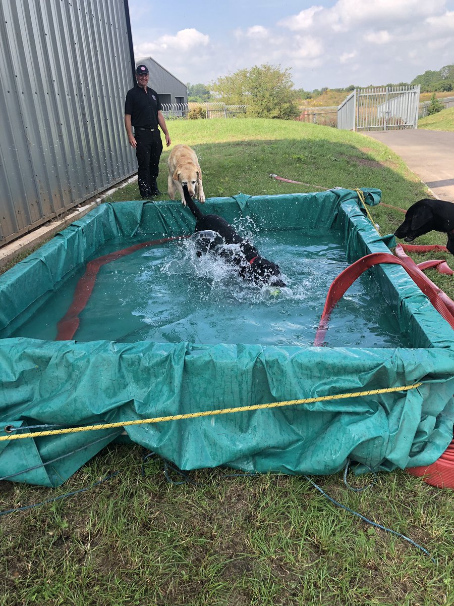 Big thanks to the staff @DerbyshireFRS training centre for making us a dam to cool off in during our searches today 💦 #PaddlingPool #CoolingOff