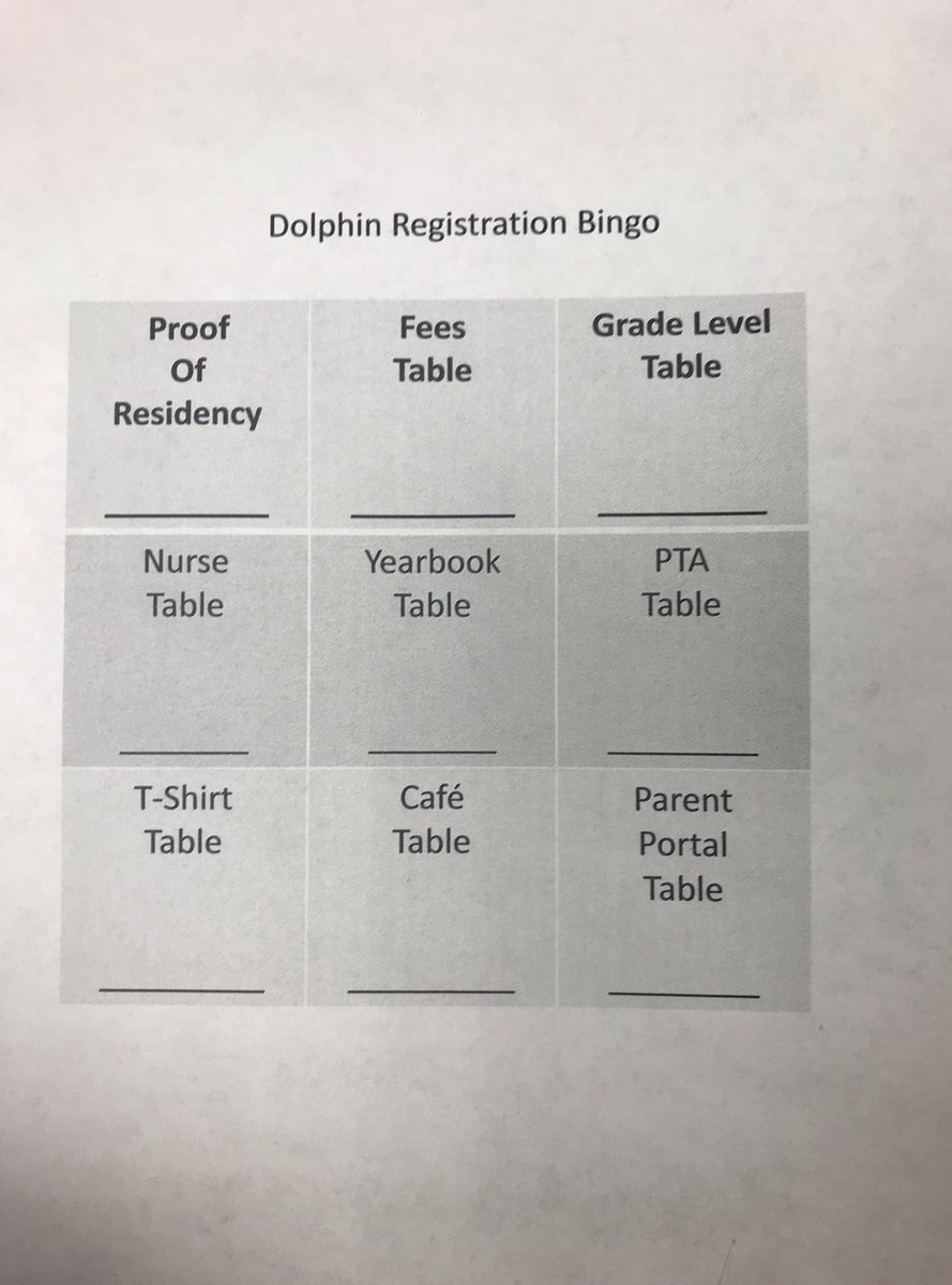 DrHepfner's tweet image. Come play Dolphin Bingo at Registration. First 250 families who come to registration and complete their registration bingo card wins a prize from Dr. Hepfner! We can’t wait to see you! #mykcsd #dmerocks