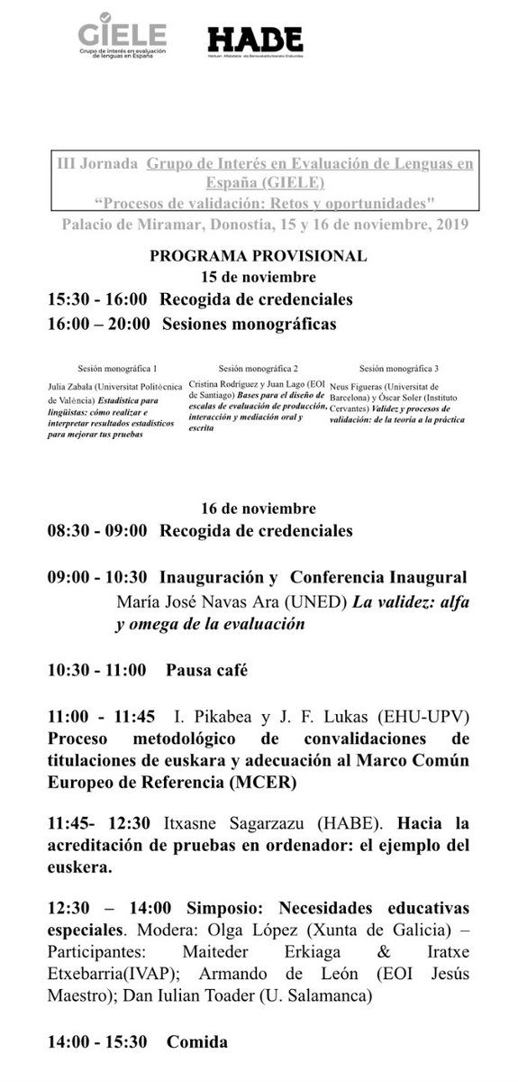 GieleSpain's tweet photo. #programaGIELE2019 #Donostia2019 https://t.co/ZKoMJbAyyC